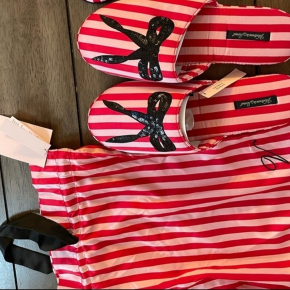 Victoria's Secret Shoes - Victoria Secret Red Stripe Slippers